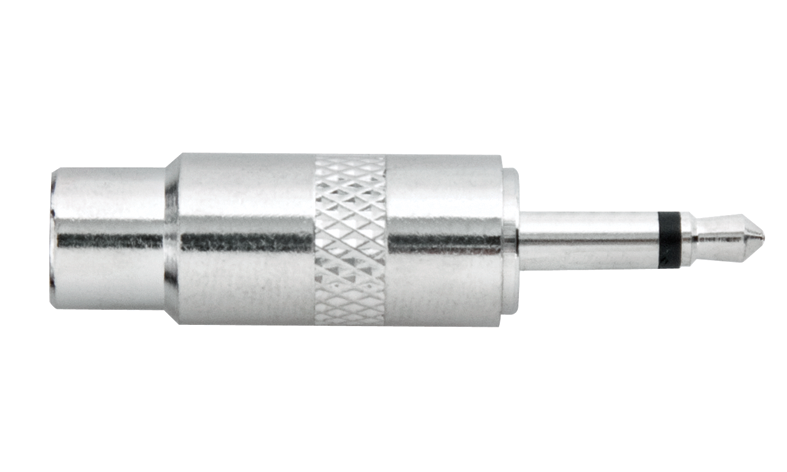Carson | RP958 | RCA (F) - 3.5mm Mono (M) Adaptor | Nickel Carson | RP958 | RCA (F) - 3.5mm Mono (M) Adaptor | Nickel